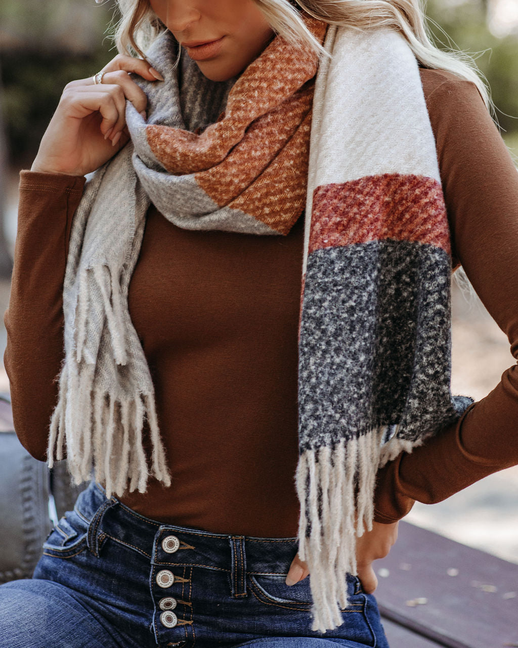 Zabel Striped Fringe Scarf