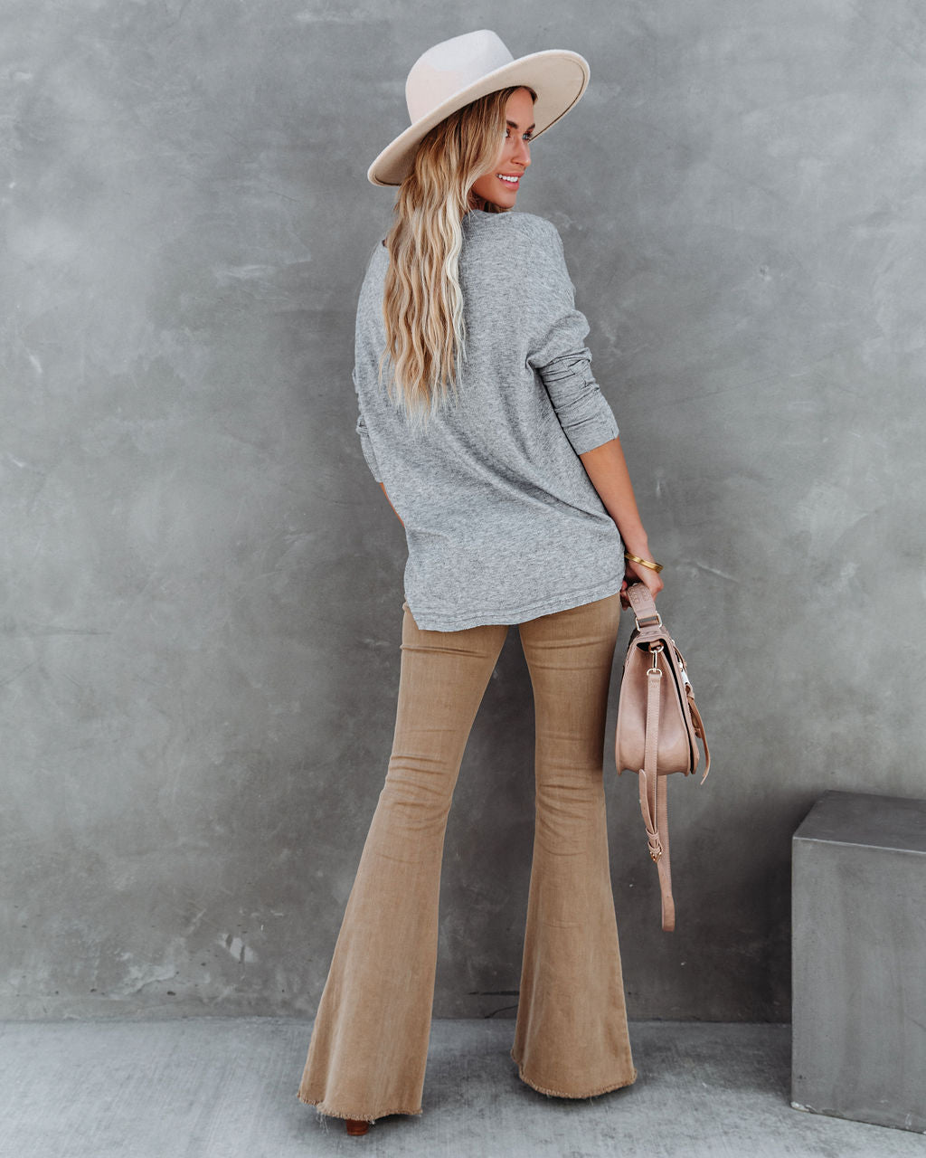 Ezra Grommet Long Sleeve Top - Heather Grey