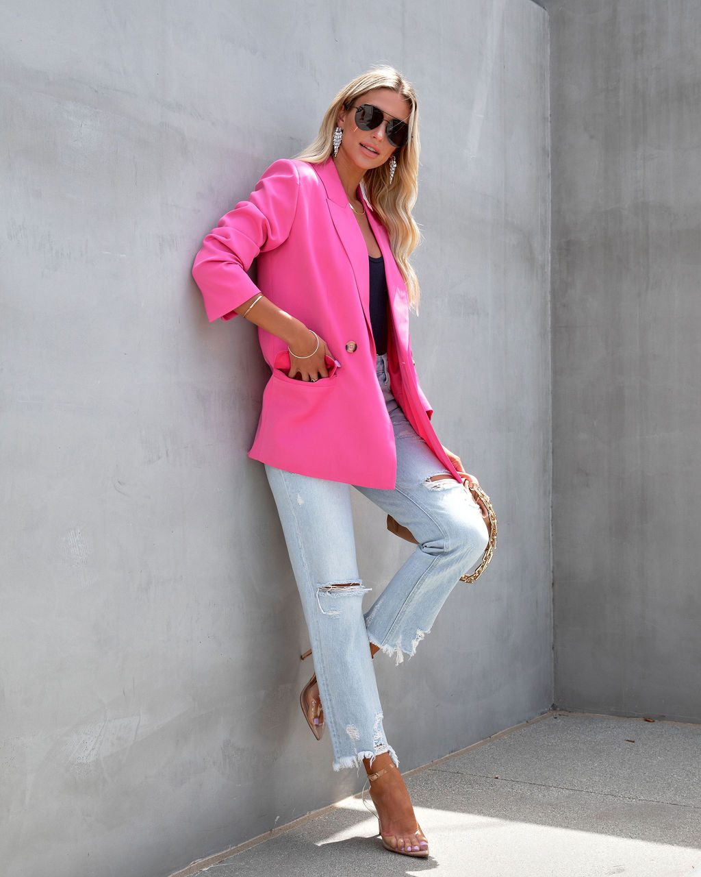 Whinn Pocketed Blazer - Pink - FINAL SALE