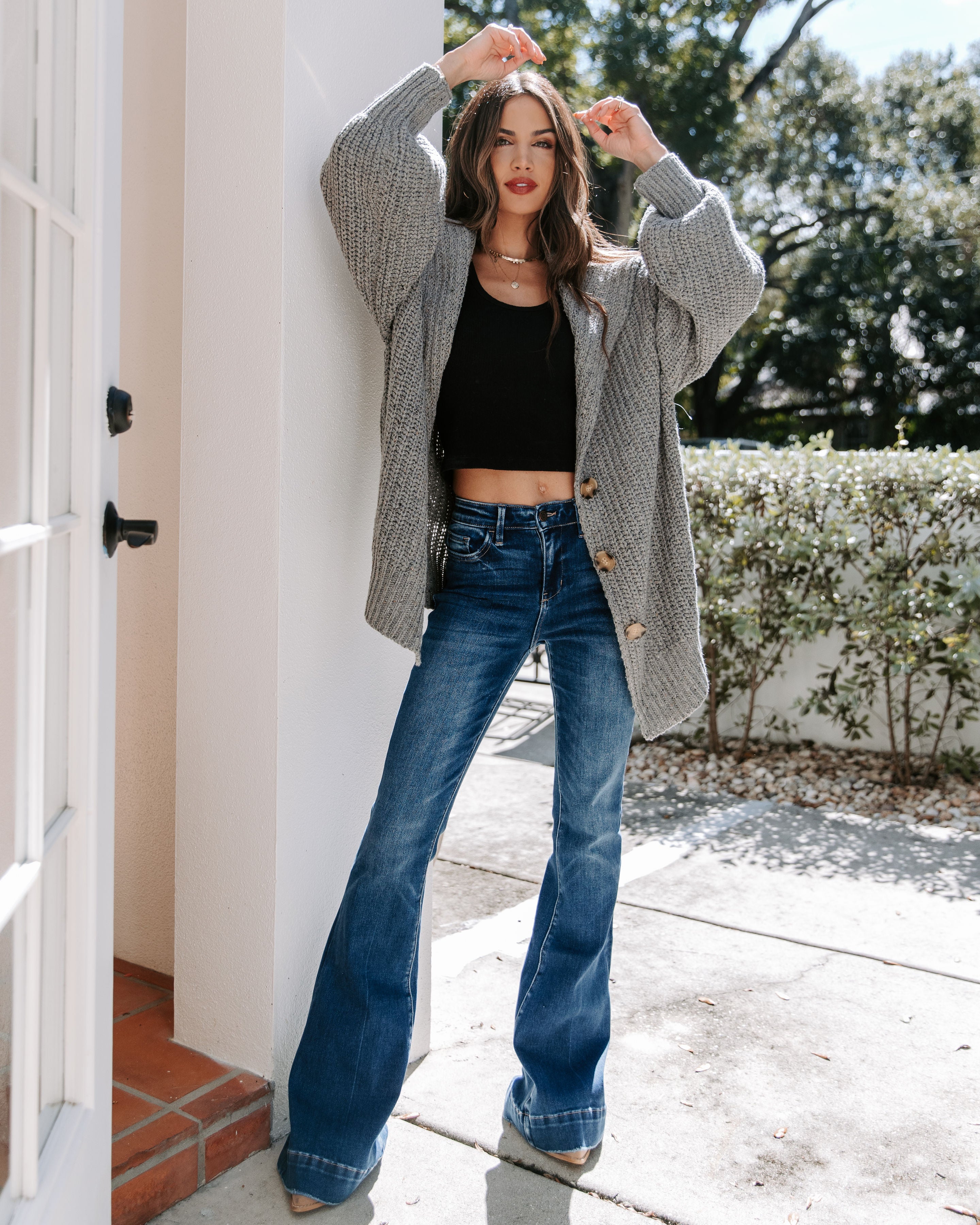 Back To The Beginning Oversized Pocketed Cardigan - Grey