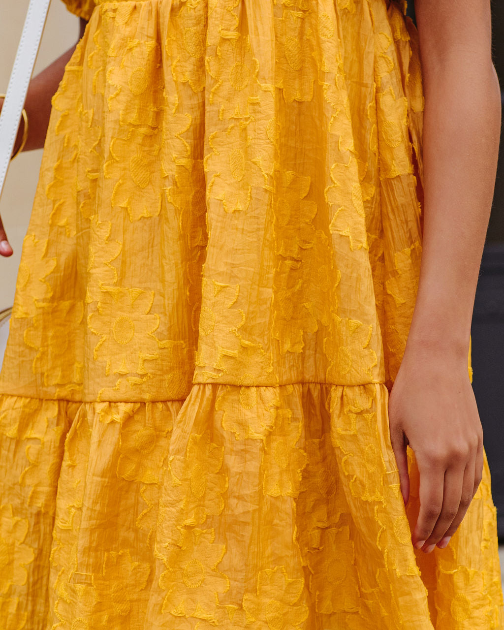 Picking Daisies Puff Sleeve Babydoll Mini Dress - Mustard Yellow - SALE