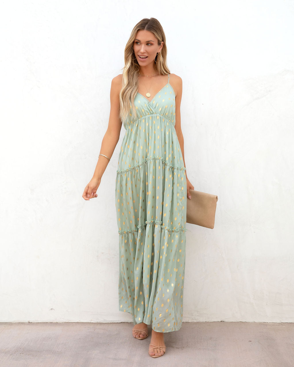Moving Forward Metallic Tiered Maxi Dress - FINAL SALE