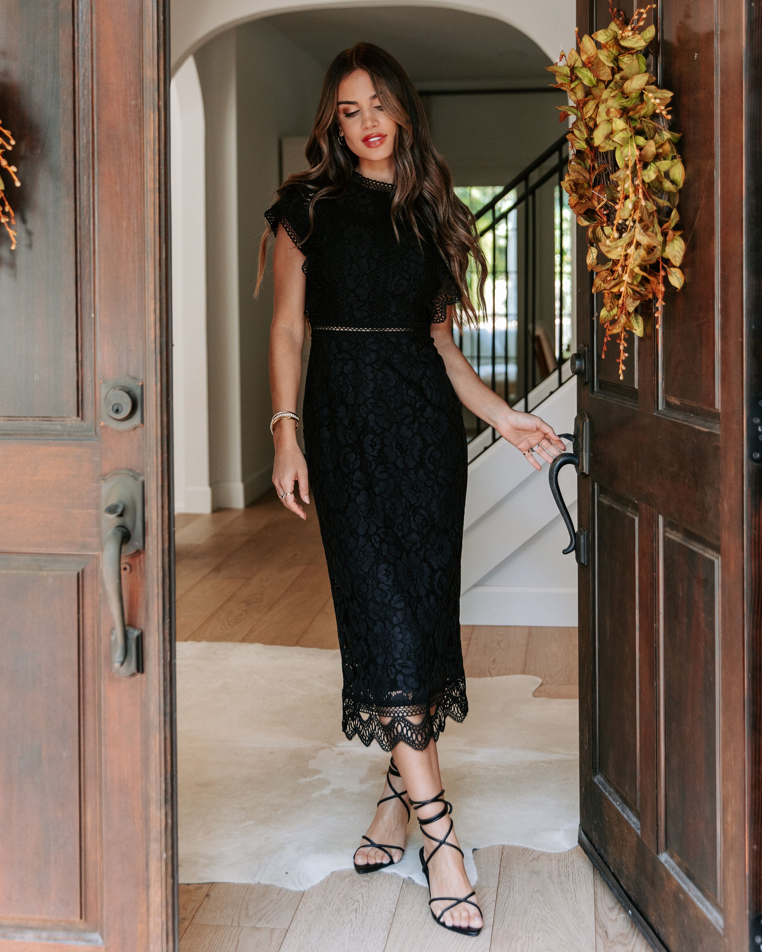 Never Impossible Crochet Lace Midi Dress - Black