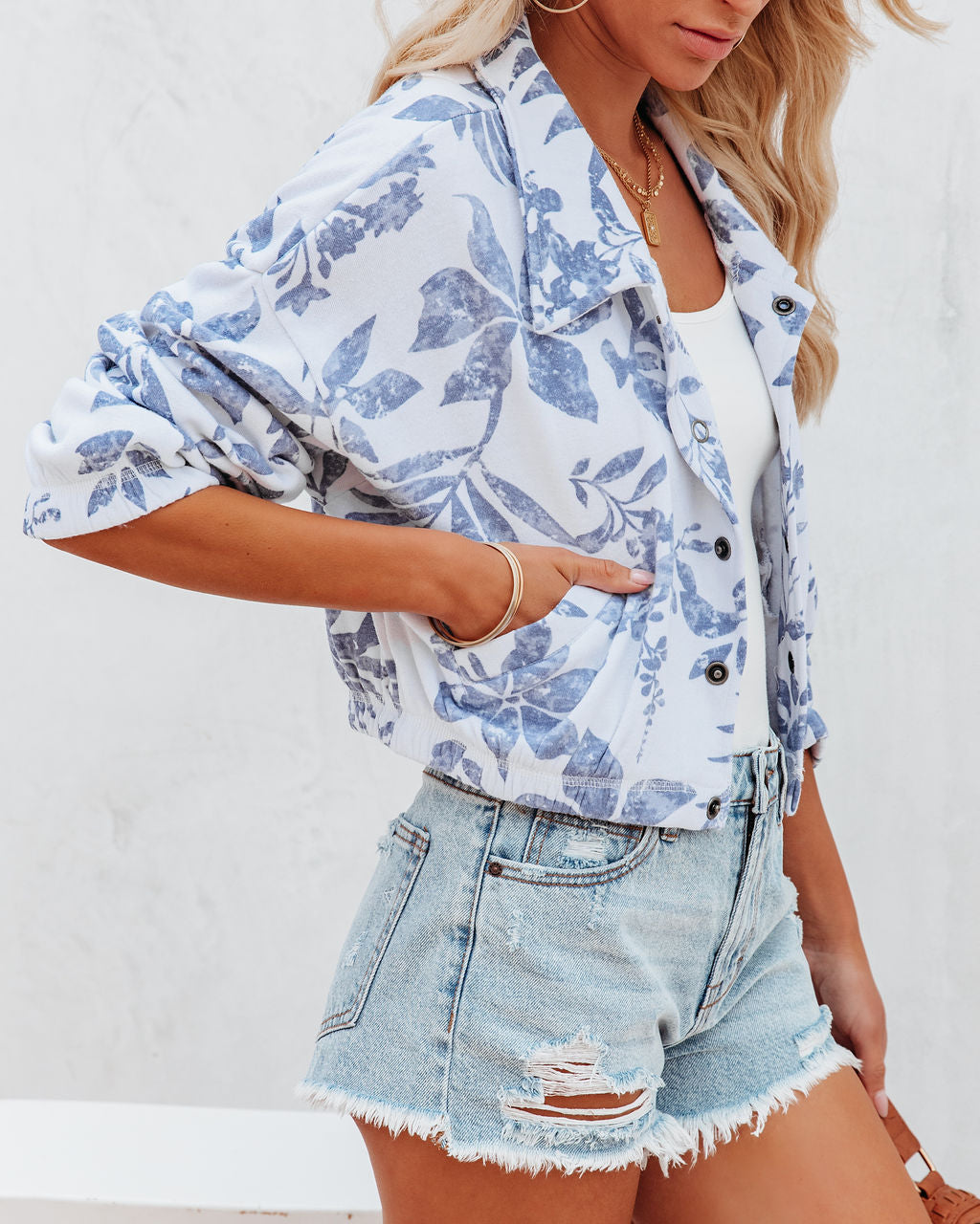 Paradise Blues Cropped Jacket - FINAL SALE