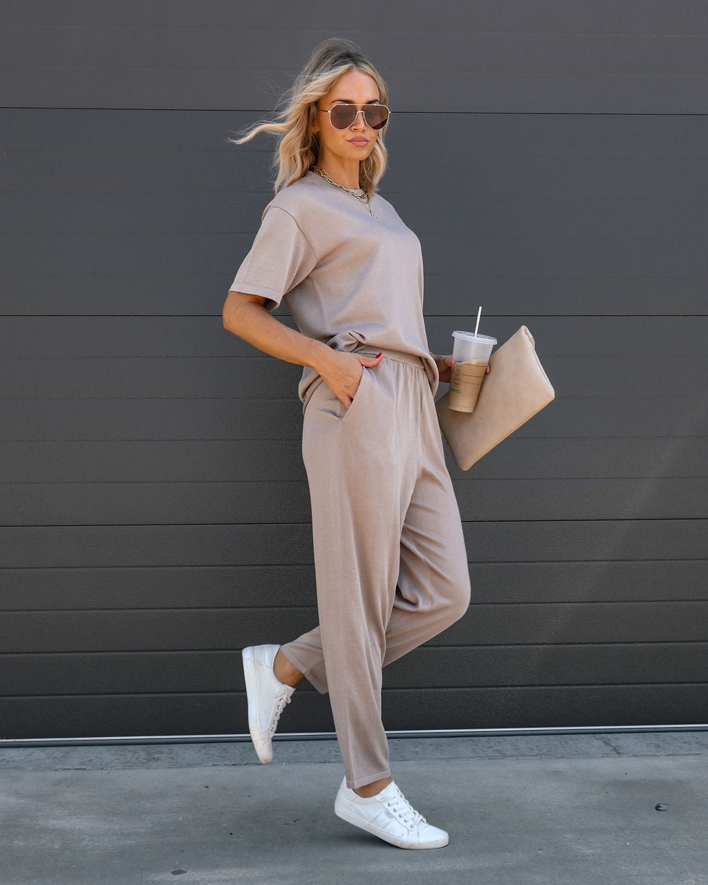 Tristan Knit Short Sleeve Top - Mocha