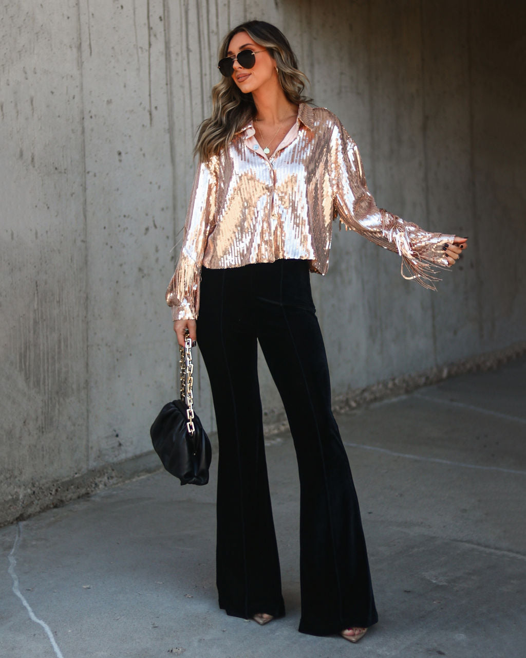 Life Is A Fiesta Sequin Fringe Jacket - Rose Gold
