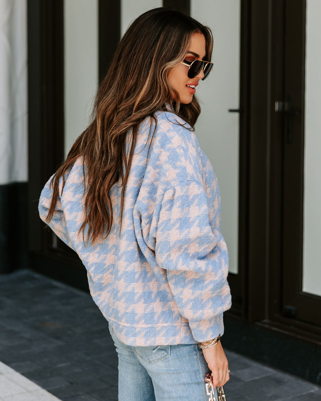 Amelie Houndstooth Pocketed Jacket