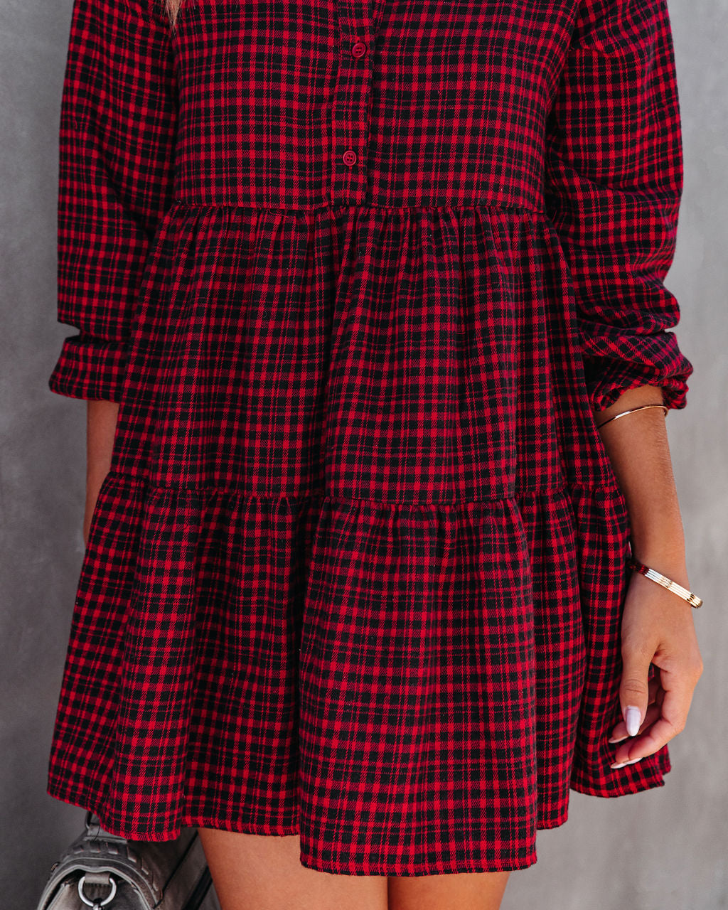 Brittany Plaid Tiered Mini Dress