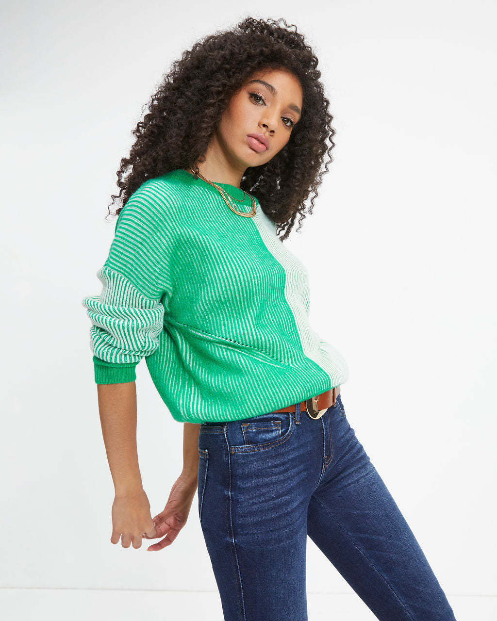 Doing The Impossible Ribbed Knit Pullover Sweater - Green