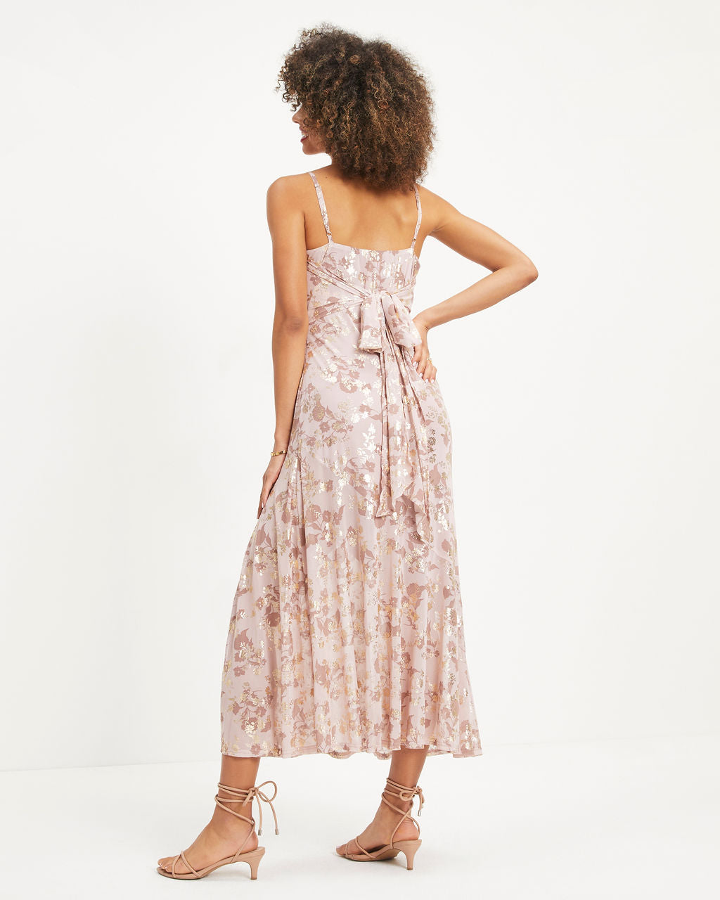 Earned It Floral Metallic Slit Maxi Dress - Mauve