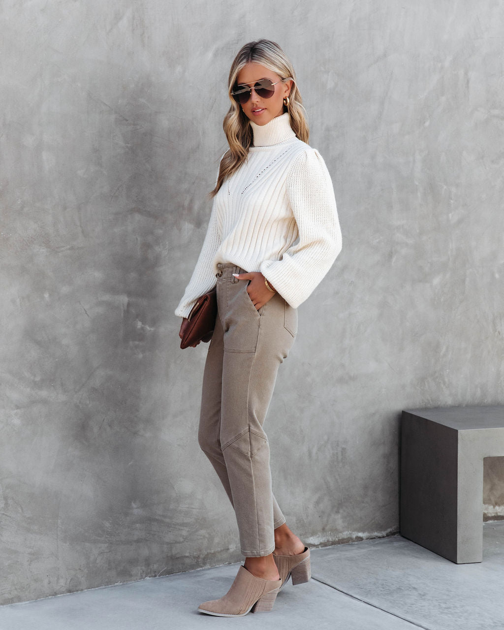 Charlene Knit Turtleneck Sweater - Ivory - FINAL SALE