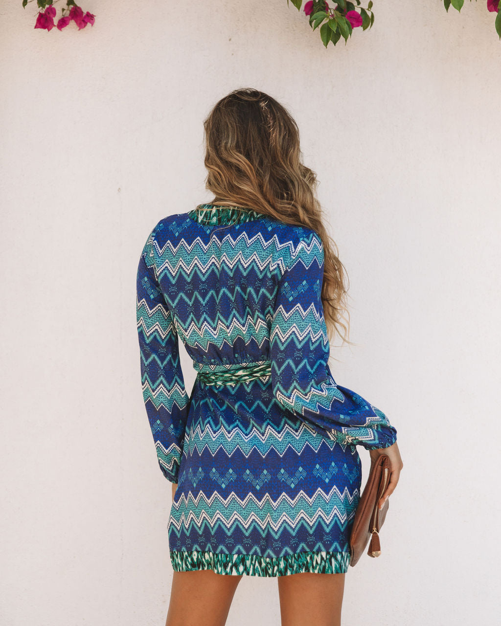 Sunset On The Sea Printed Wrap Dress - Blue Multi - FINAL SALE