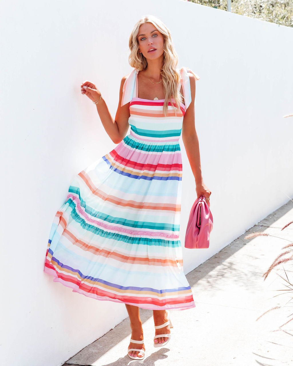 Vacays In Sorrento Striped Midi Dress - FINAL SALE