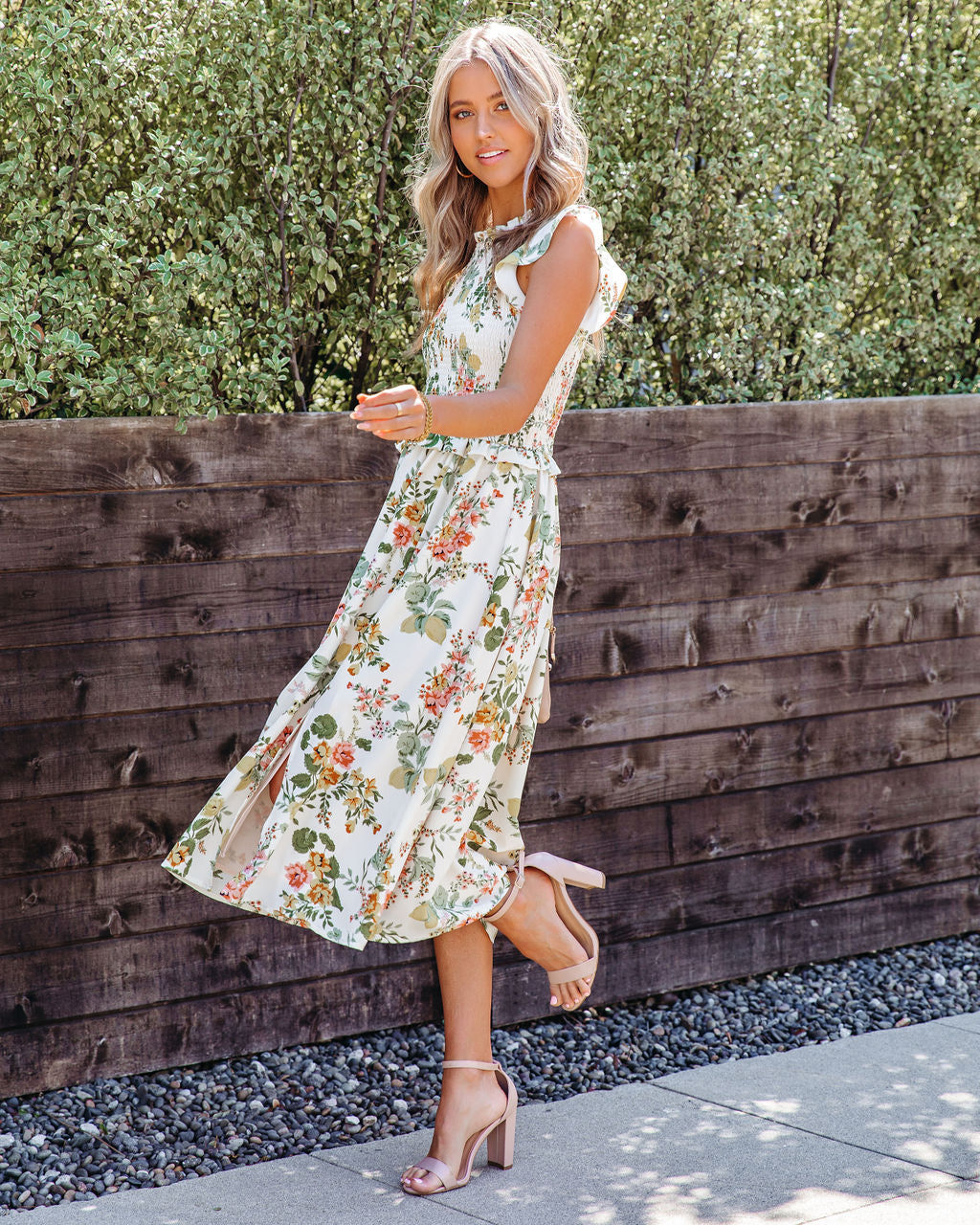 Lester Floral Smocked Midi Dress