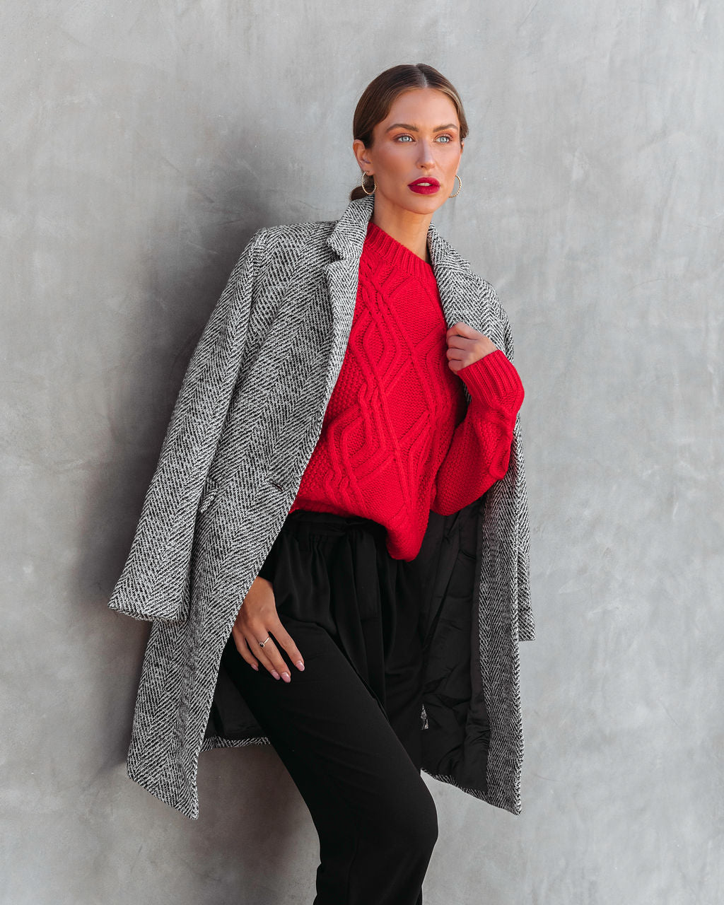 Always Delightful Cable Knit Pullover Sweater - Red