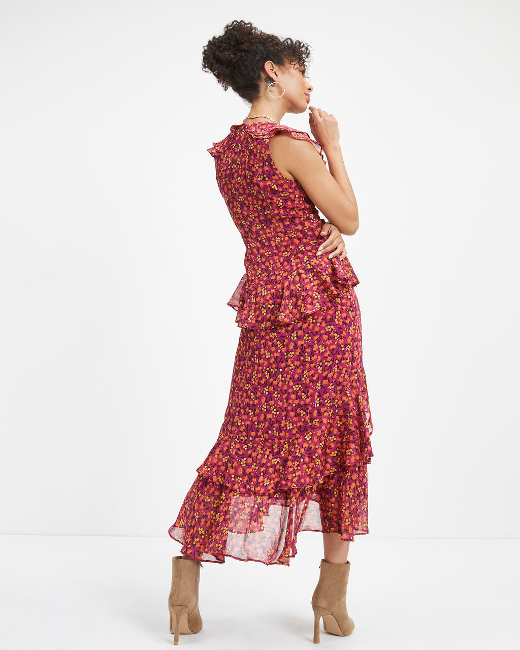 Autumn Wishes Floral Tiered Midi Dress - FINAL SALE
