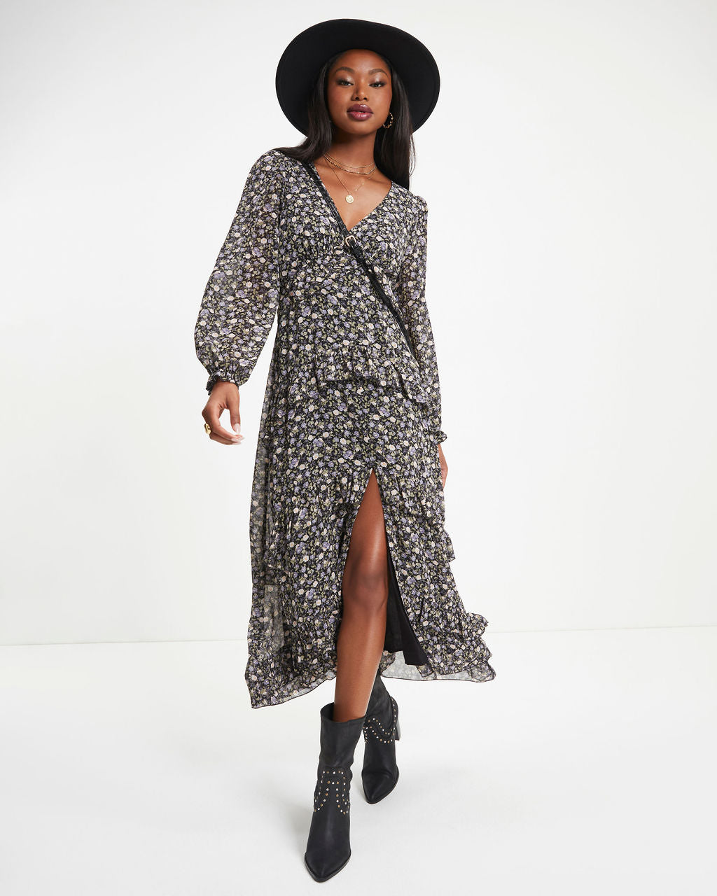 Giving Thanks Floral Ruffle Maxi Dress