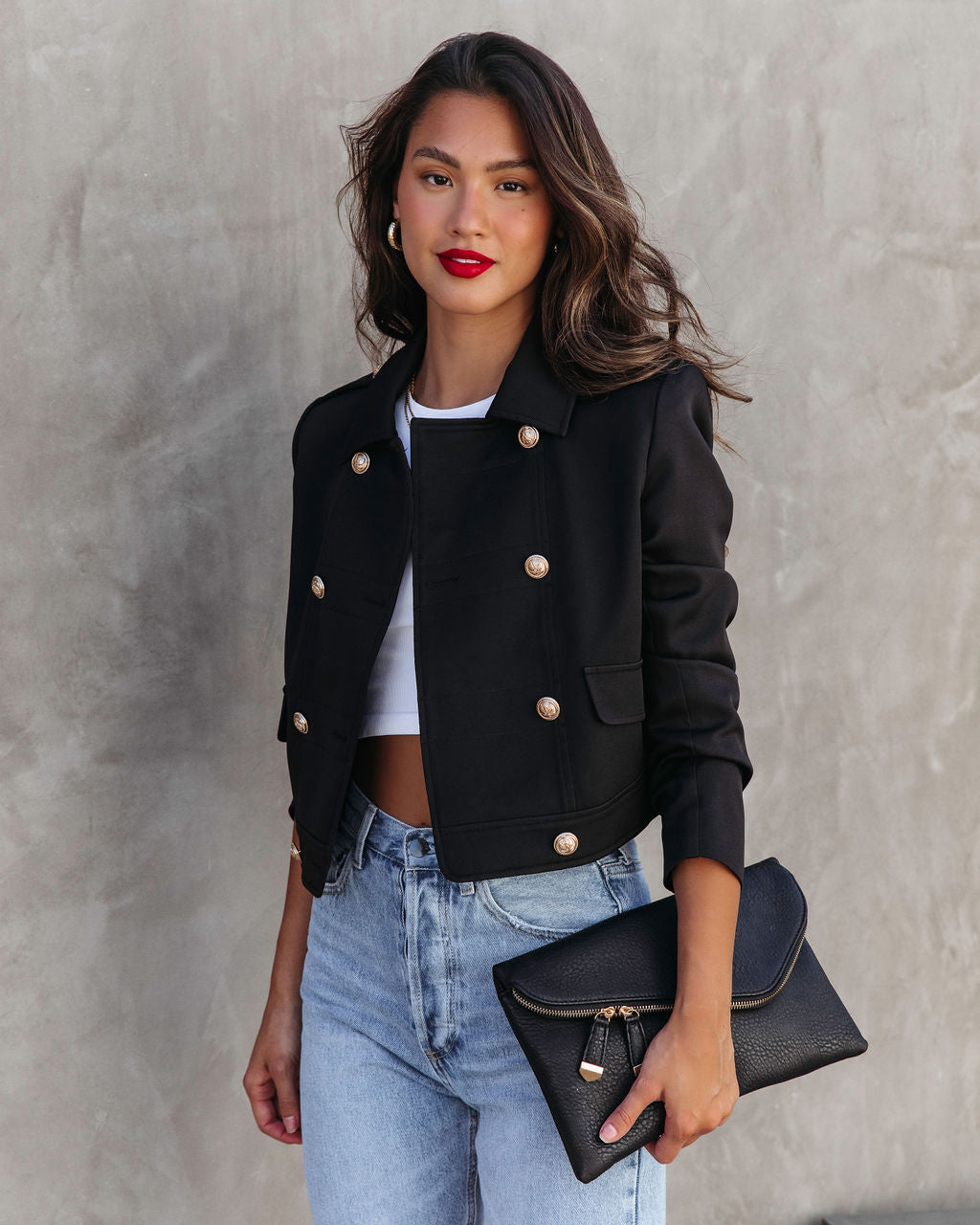 Always A Classic Gold Button Jacket - Black
