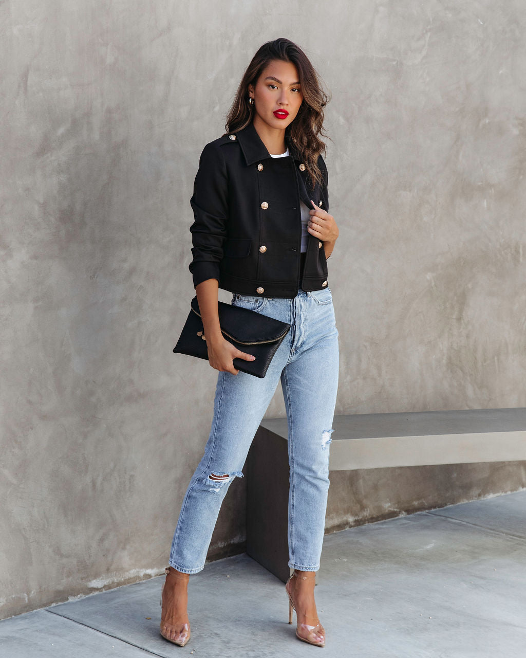 Always A Classic Gold Button Jacket - Black