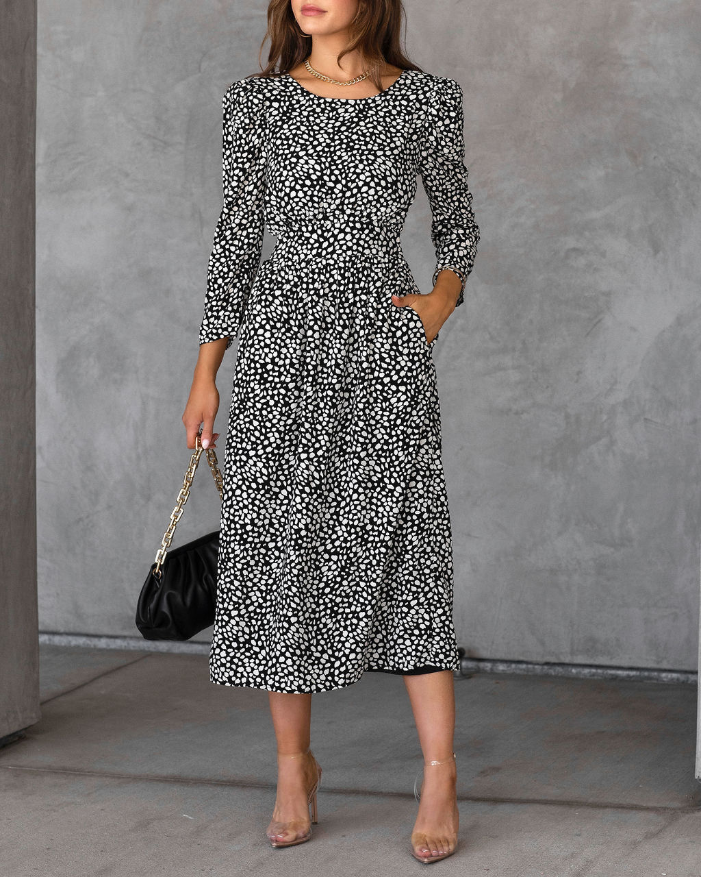 Classically Chic Printed Pocketed Midi Dress - FINAL SALE