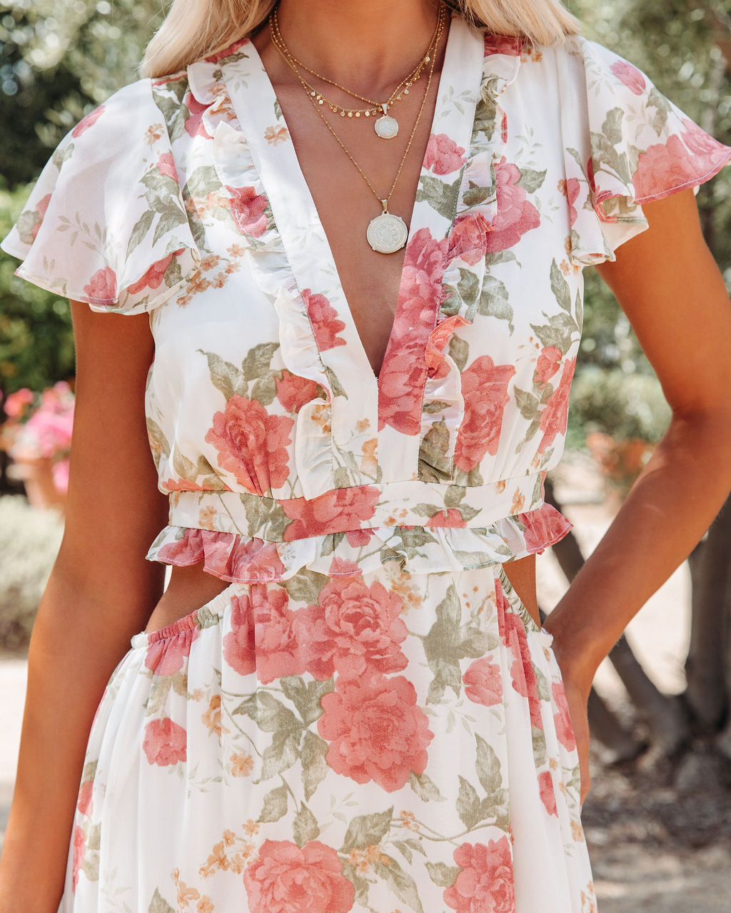 Moonlight Sonata Floral Cut Out Maxi Dress - FINAL SALE