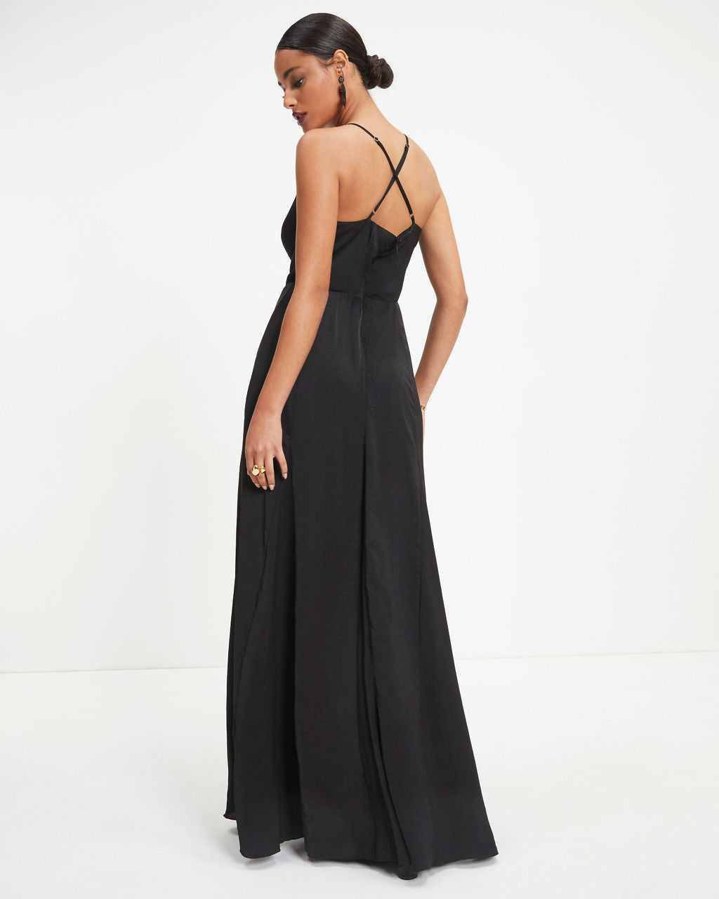 Hey Bella Satin Cowl Neck Maxi Dress - Black - FINAL SALE