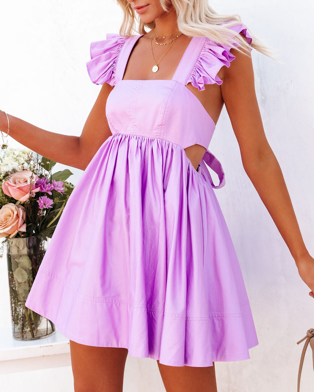 Huntlie Cotton Ruffle Babydoll Dress - Purple - FINAL SALE