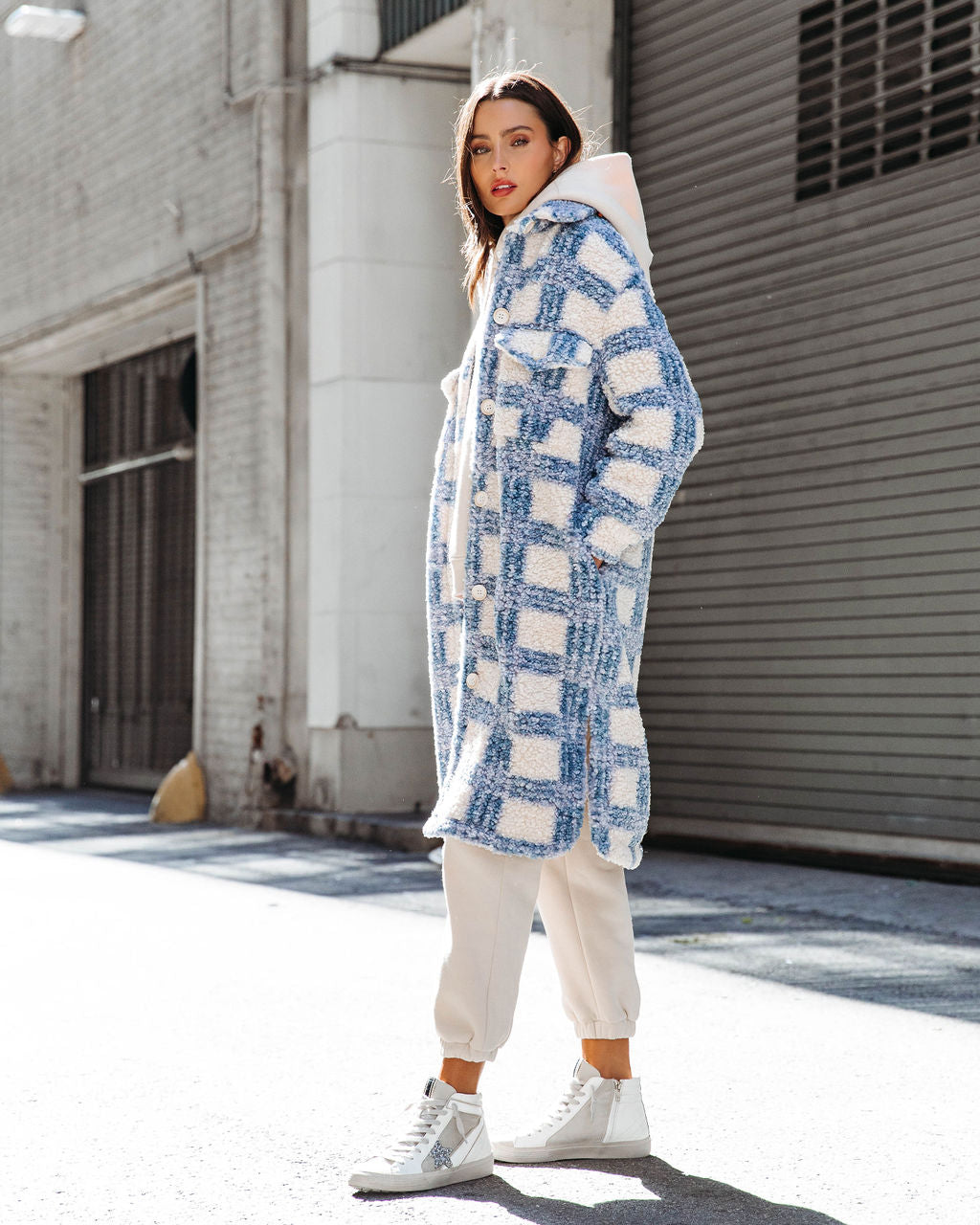 Boston Get Away Pocketed Plaid Teddy Coat