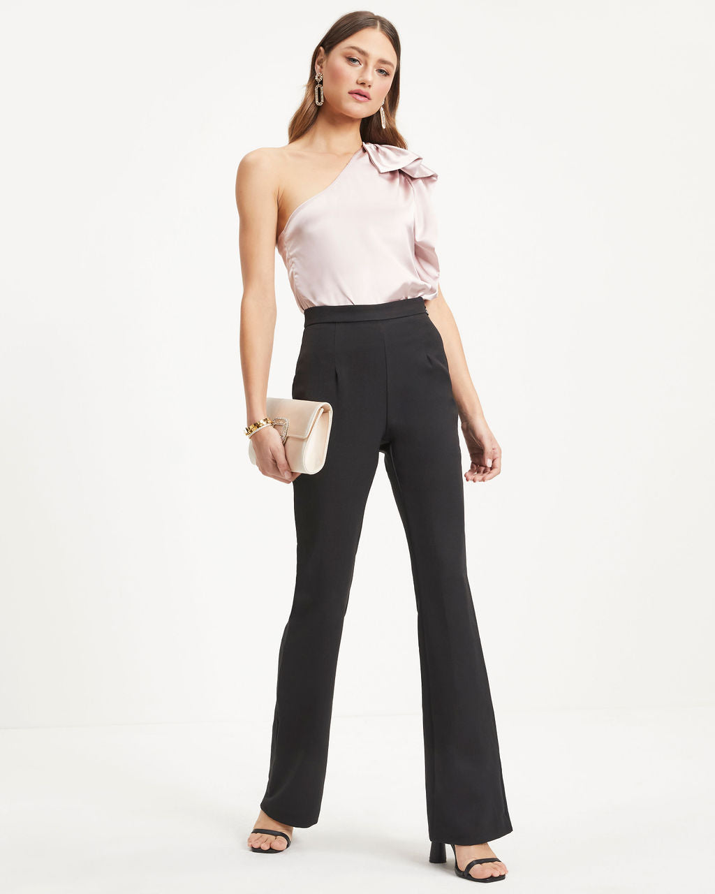 Malani Satin One Shoulder Top - Champagne