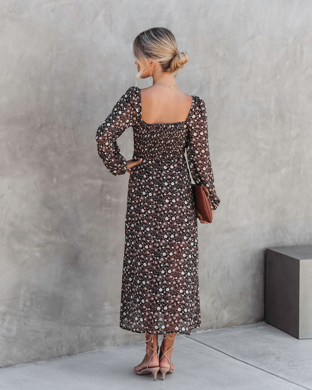 Enchant Me Printed Slit Midi Dress