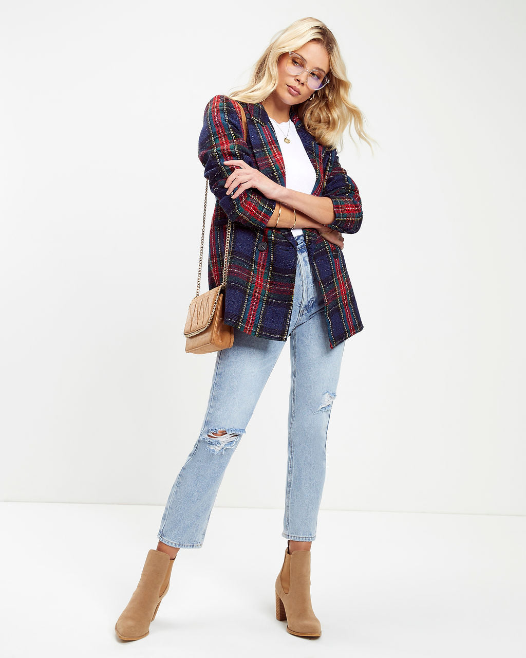 Franklin Metallic Plaid Blazer