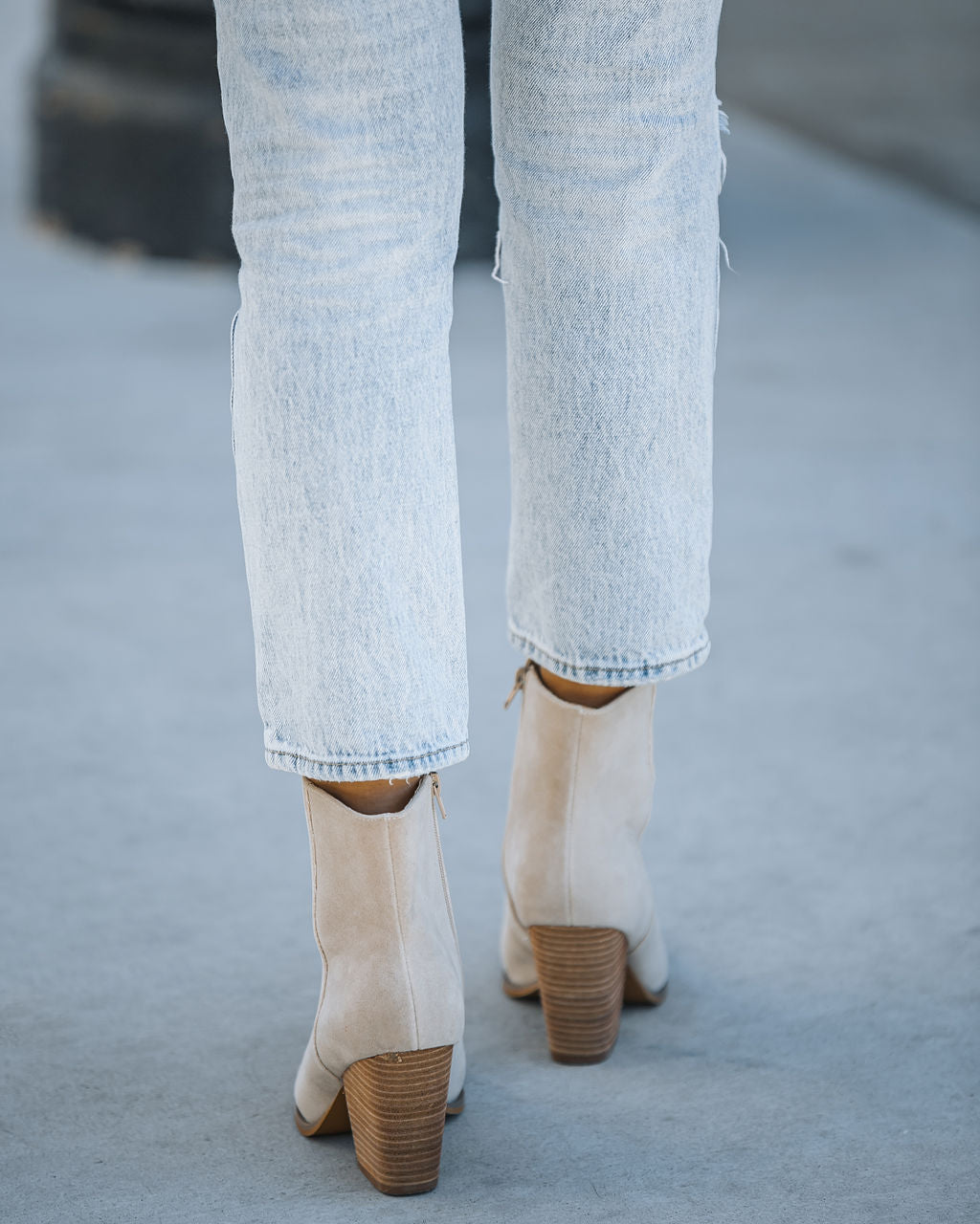 Rowyn Faux Suede Heeled Bootie - Beige
