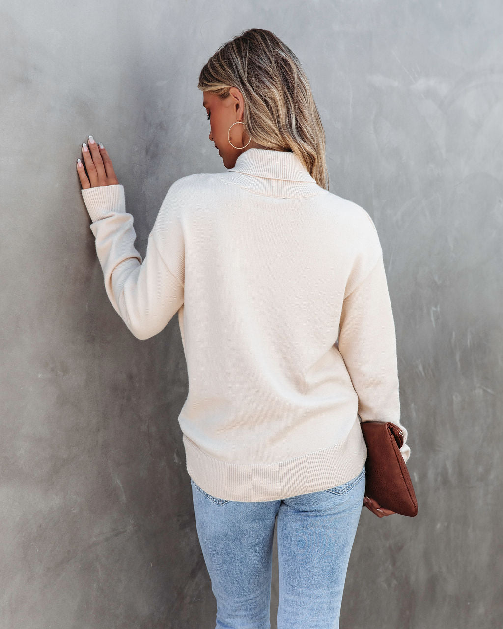 Weekday Brunch Vibes Knit Turtleneck Pullover Sweater - Beige