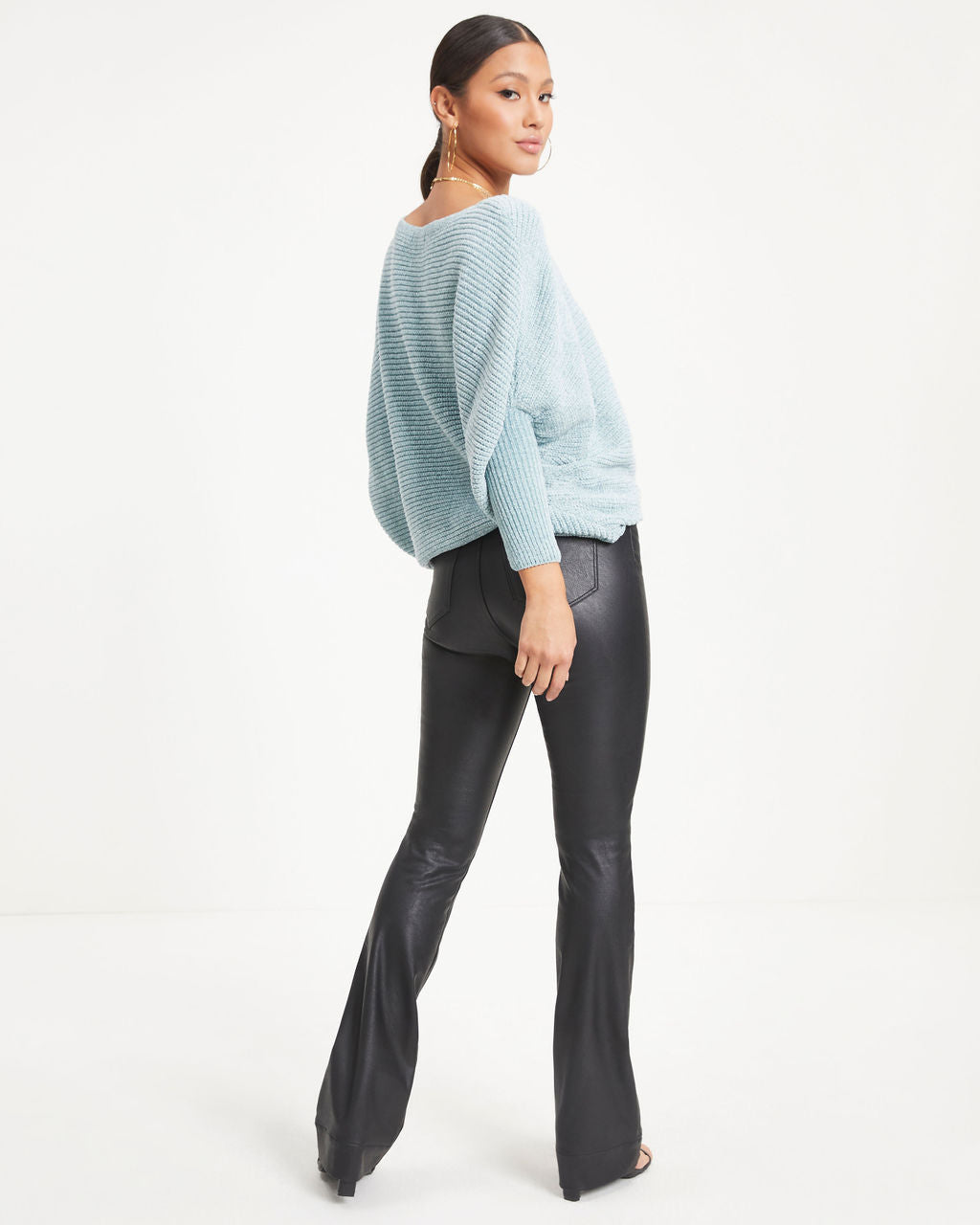 Austin Chenille Dolman Sleeve Pullover Sweater - Light Blue