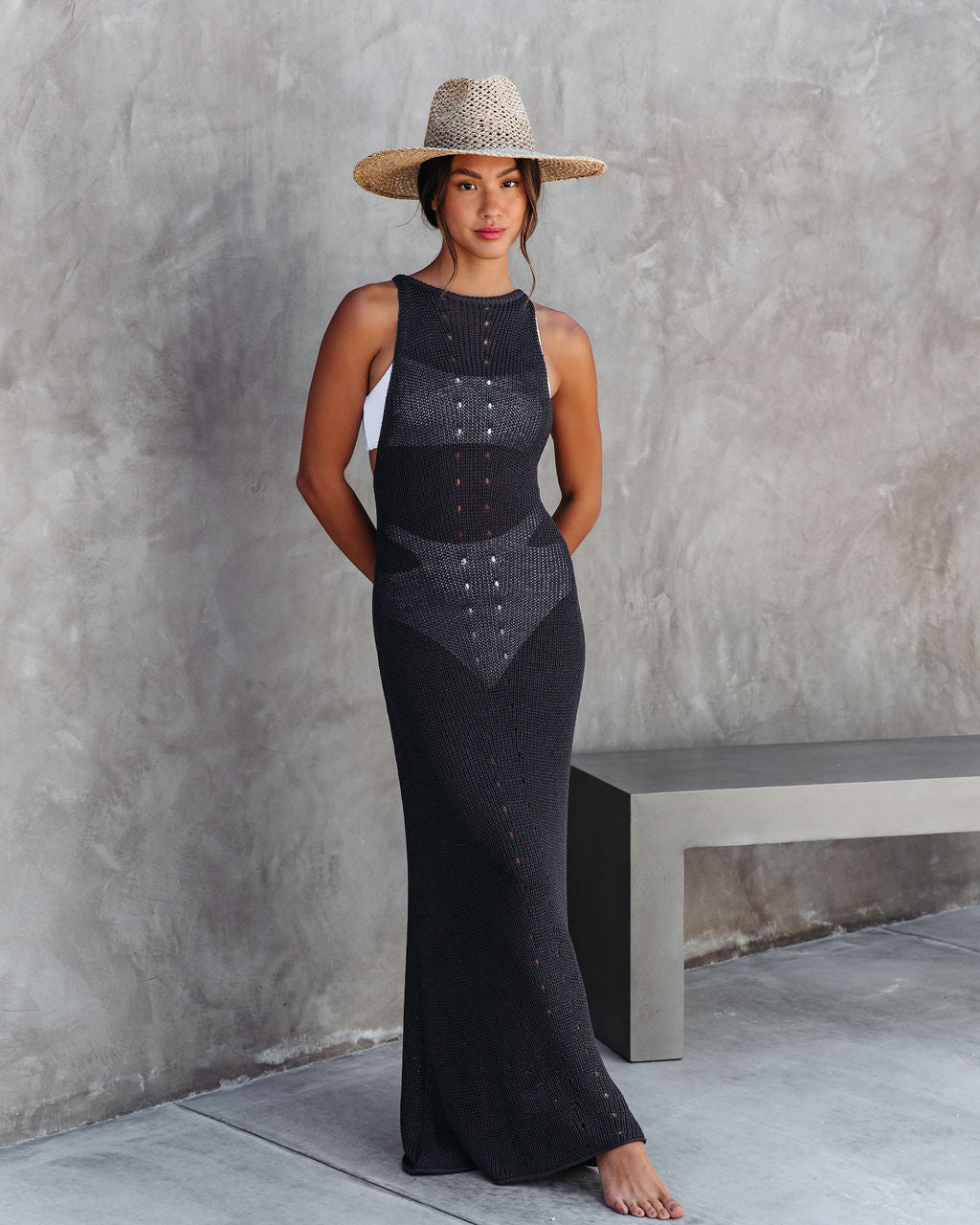 Maui Knit Maxi Dress - Charcoal - SALE