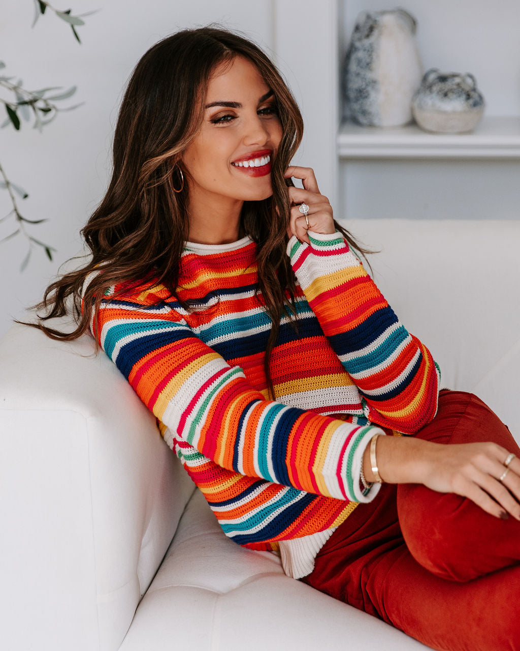 Think Bold Striped Knit Pullover Sweater