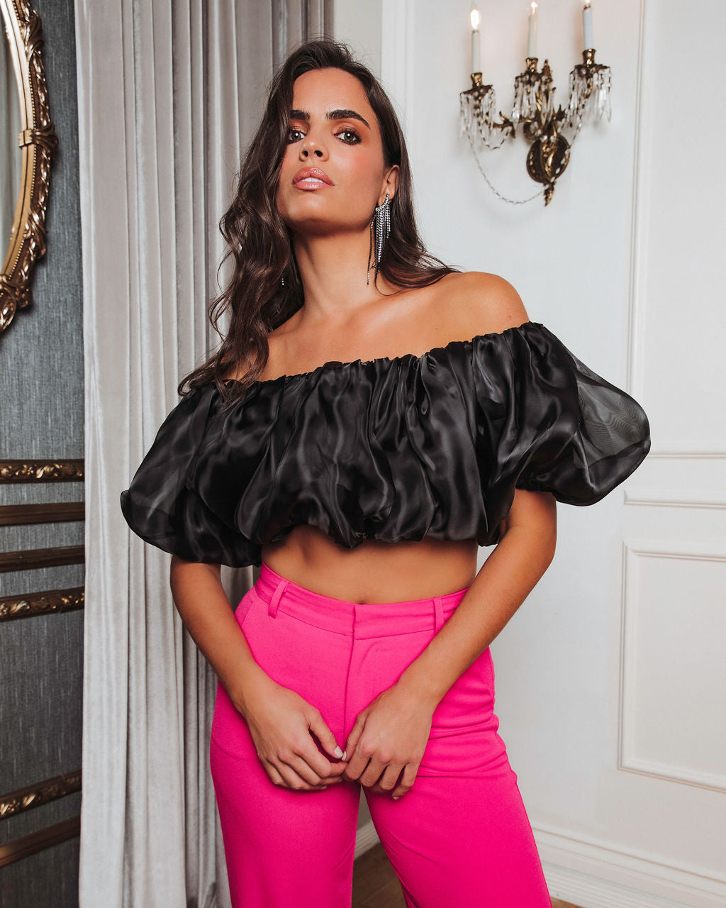 Stellan Off The Shoulder Crop Top - Black - FINAL SALE