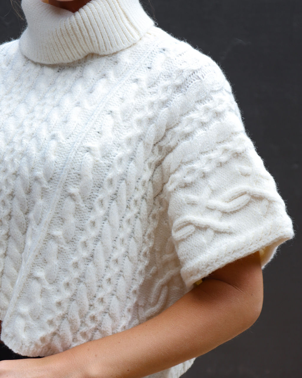 Adalynn Cable Knit Turtleneck Sweater Vest - Cream