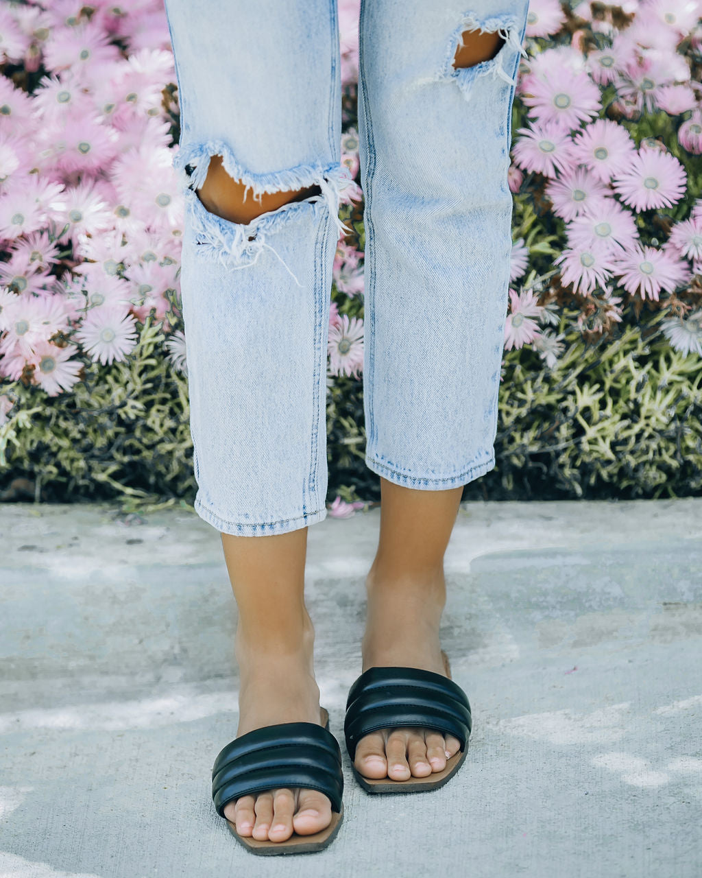 Skye Padded Square Toe Sandal - Black - FINAL SALE