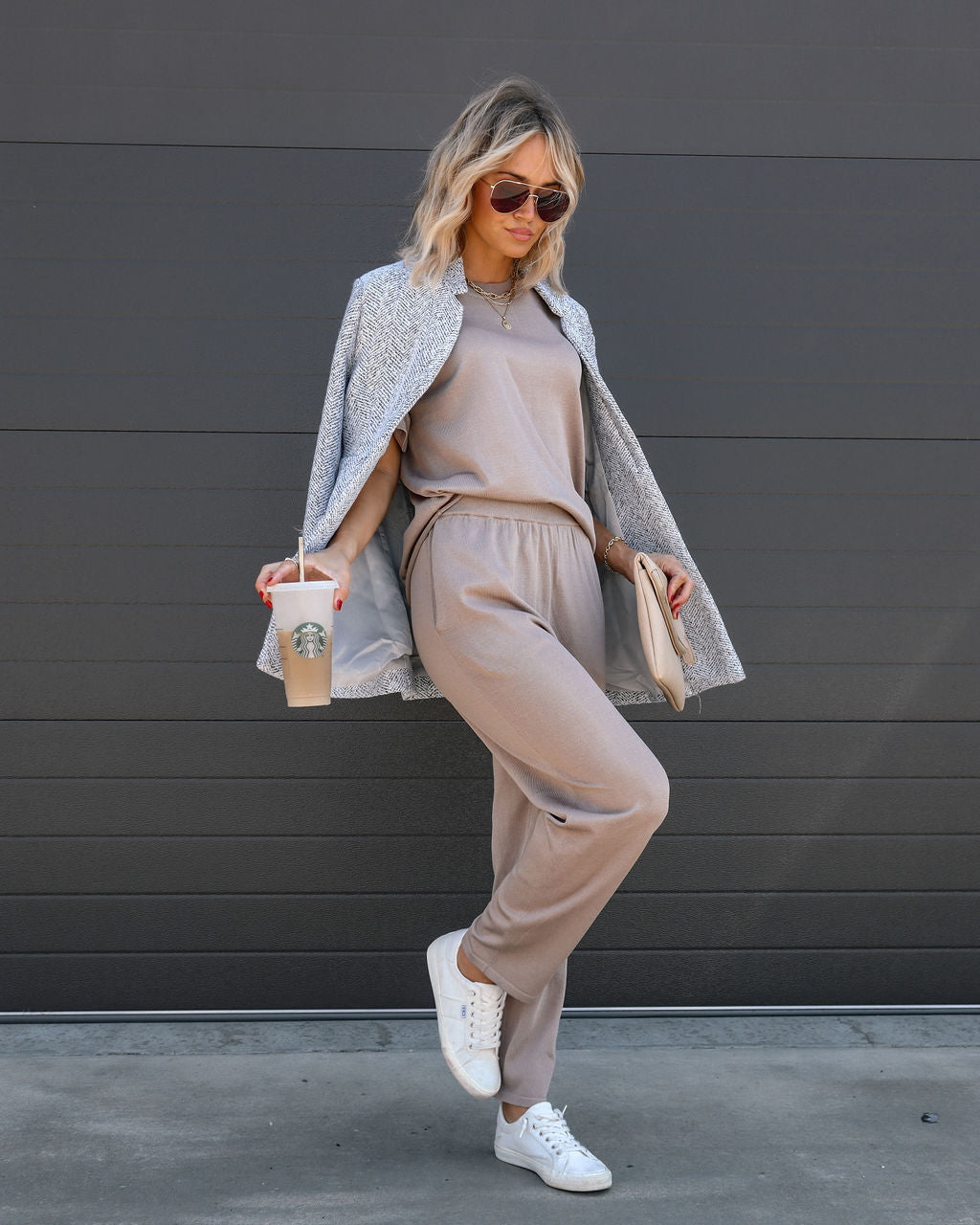 Tristan Knit Short Sleeve Top - Mocha