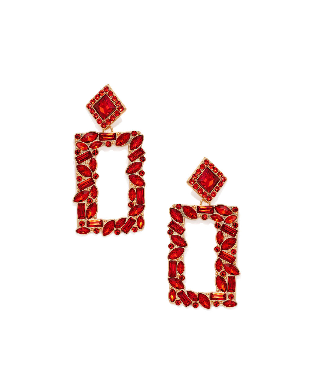 Mosaic Drop Earrings - Red