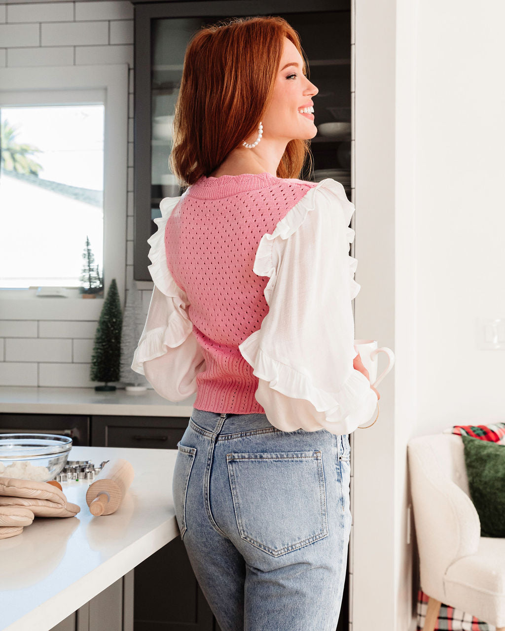 Walk This Way Knit Contrast Cardigan - Pink