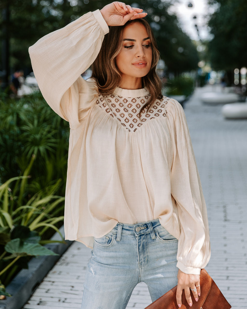 Aria Crochet Lace Top - Cream