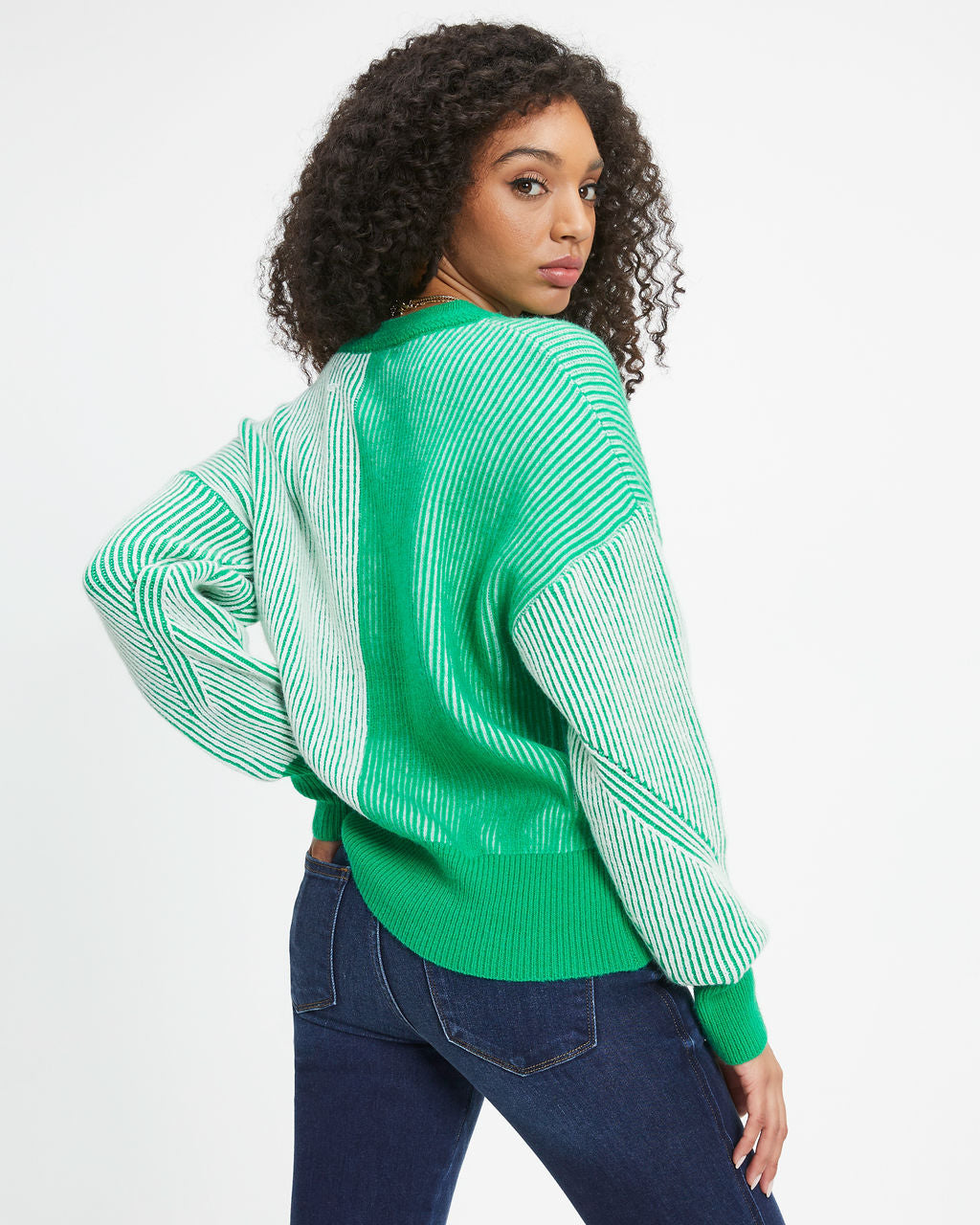 Doing The Impossible Ribbed Knit Pullover Sweater - Green