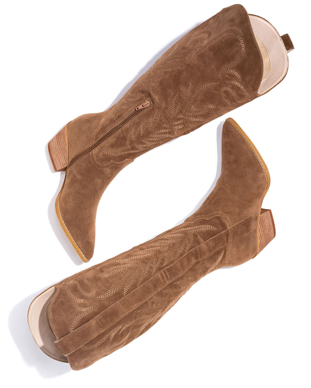 Tennessee Western Faux Suede Heeled Boots - Brown