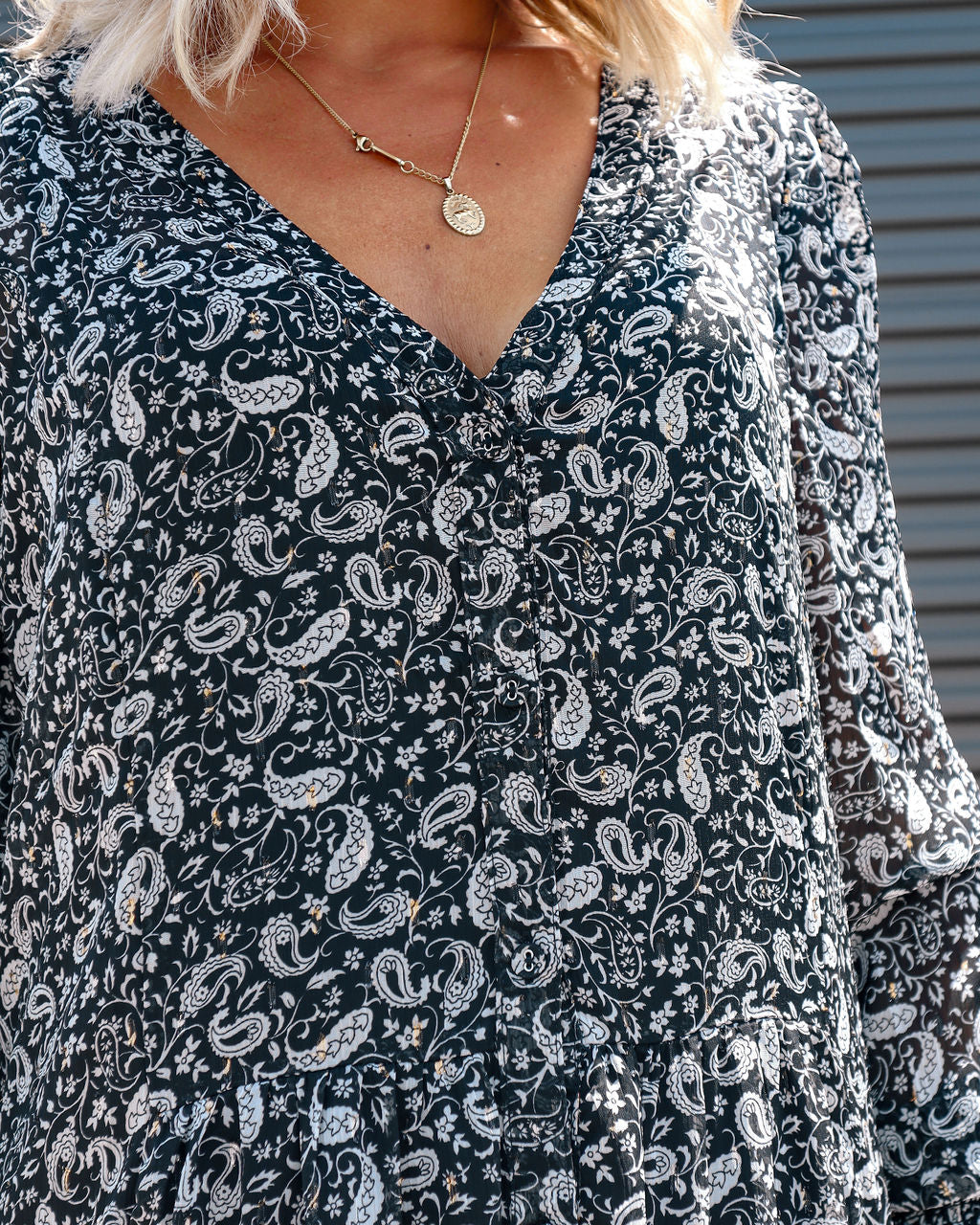 Valery Paisley Tiered Chiffon Maxi Dress