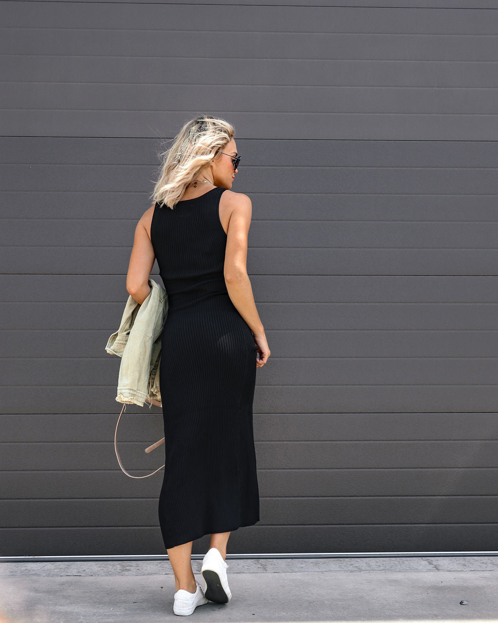 Cool For You Ribbed Maxi Dress - Black