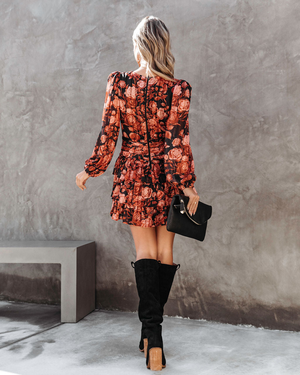 Harvest Love Floral Tiered Mini Dress