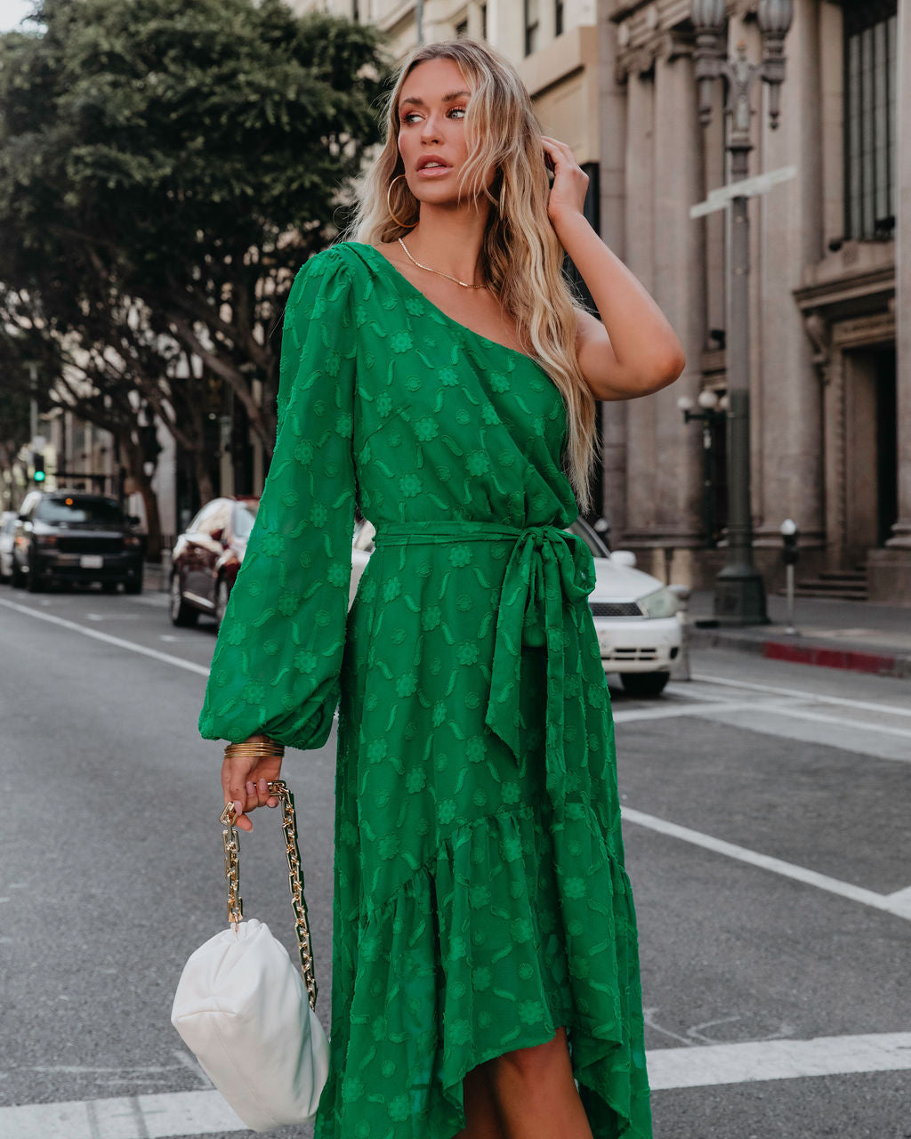 New Kind Of Love One Shoulder Ruffle Maxi Dress - Green