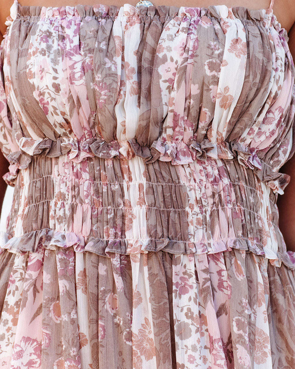 Lilyanne Floral Smocked Tie Strap Maxi Dress - Blush Multi - FINAL SALE